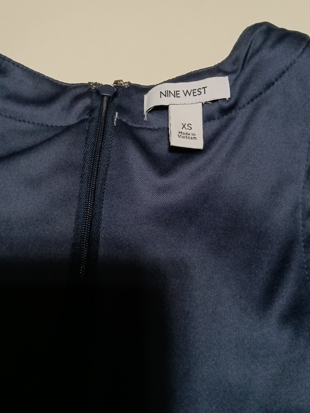 Nine West Navy Blue Linen Blend Sleeveless Navy Cutout Midi Dress Size XS - Picture 2 of 11